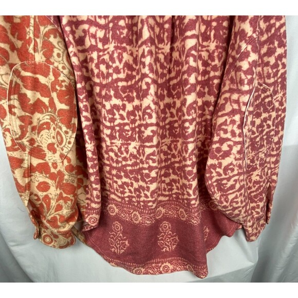 Free People Printed Ruby Jacket Womens XL Pink Combo Fleece Oversized Button - Picture 13 of 16
